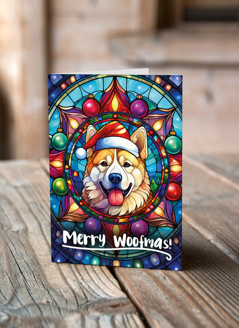 Akita in a Santa Hat Christmas Card
